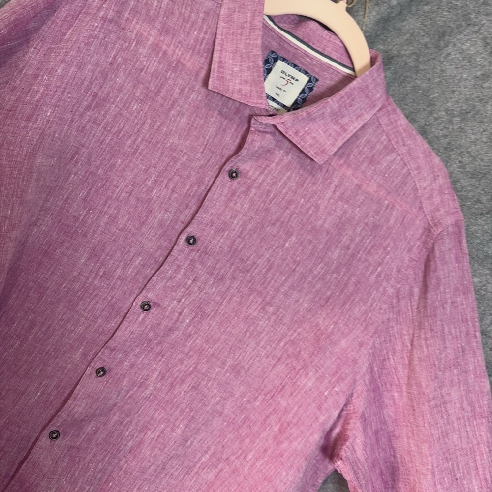Olymp Luxor Linen Shirt Mens XXL Pink Level 5 Body Fit‎ Casual Classy